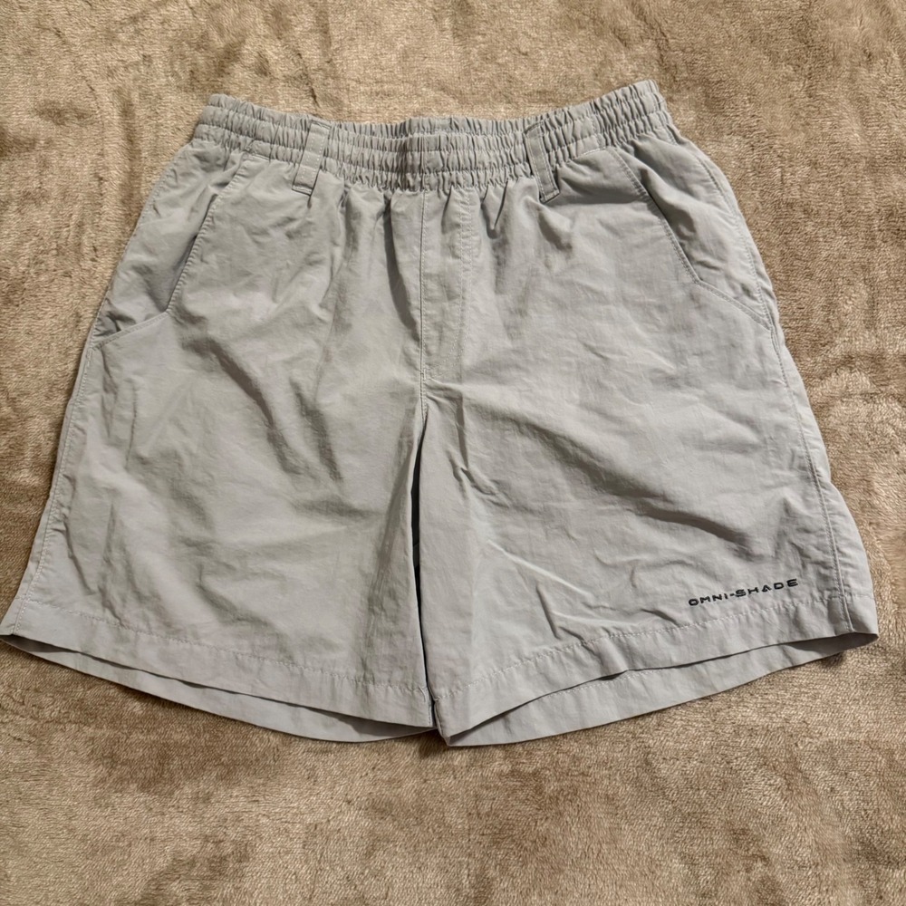 Columbia PFG Omni-Shade Boys Shorts Size M 10/12 Grey Fishing Outdoor Mesh Liner